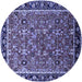 Round Oriental Blue Industrial Rug, urb2423blu