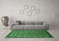 Machine Washable Oriental Emerald Green Industrial Rug, wshurb2423emgrn