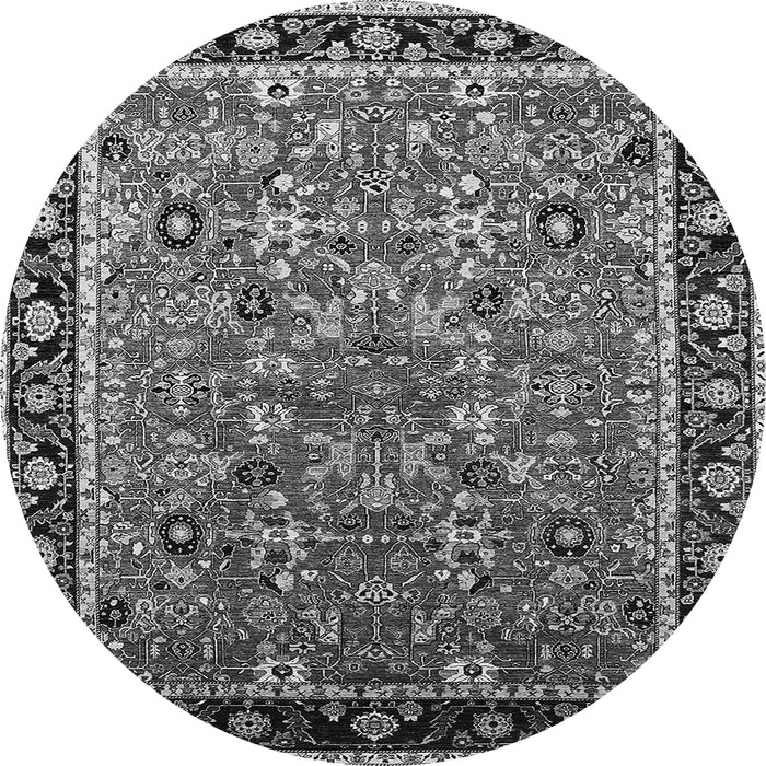 Round Oriental Gray Industrial Rug, urb2423gry