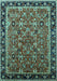 Machine Washable Oriental Turquoise Industrial Area Rugs, wshurb2423turq