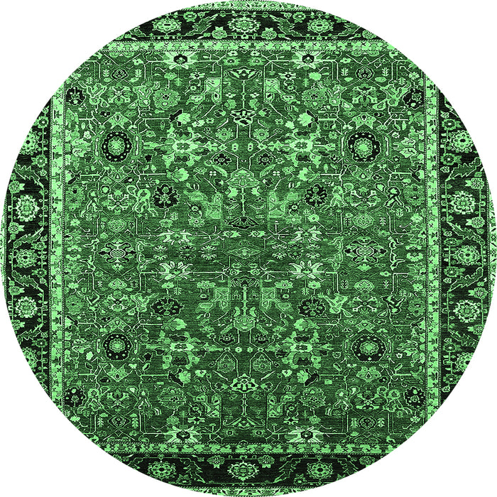 Round Oriental Emerald Green Industrial Rug, urb2423emgrn