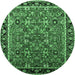 Round Oriental Emerald Green Industrial Rug, urb2423emgrn