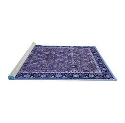 Sideview of Machine Washable Oriental Blue Industrial Rug, wshurb2423blu