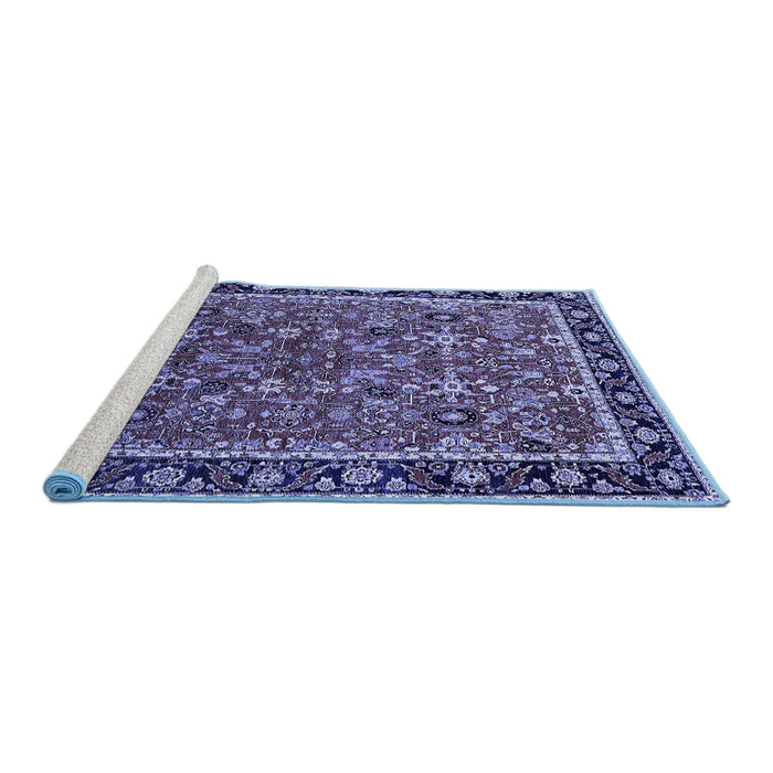 Sideview of Machine Washable Oriental Blue Industrial Rug, wshurb2423blu