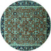 Round Oriental Turquoise Industrial Rug, urb2423turq