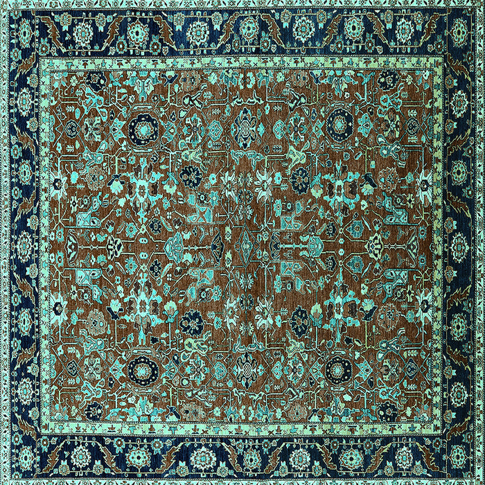 Square Oriental Turquoise Industrial Rug, urb2423turq