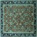 Square Oriental Turquoise Industrial Rug, urb2423turq