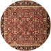 Round Oriental Brown Industrial Rug, urb2423brn