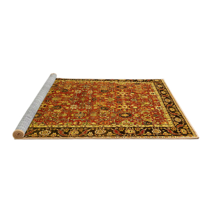 Sideview of Machine Washable Oriental Yellow Industrial Rug, wshurb2423yw