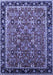 Machine Washable Oriental Blue Industrial Rug, wshurb2423blu