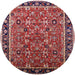 Round Machine Washable Industrial Modern Cranberry Red Rug, wshurb2423