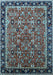 Machine Washable Oriental Light Blue Industrial Rug, wshurb2423lblu