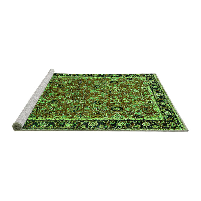 Sideview of Machine Washable Oriental Green Industrial Area Rugs, wshurb2423grn