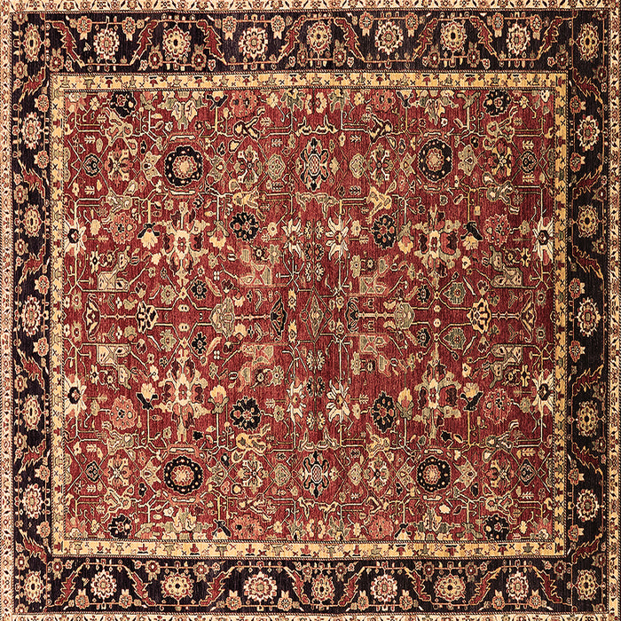 Square Machine Washable Oriental Brown Industrial Rug, wshurb2423brn