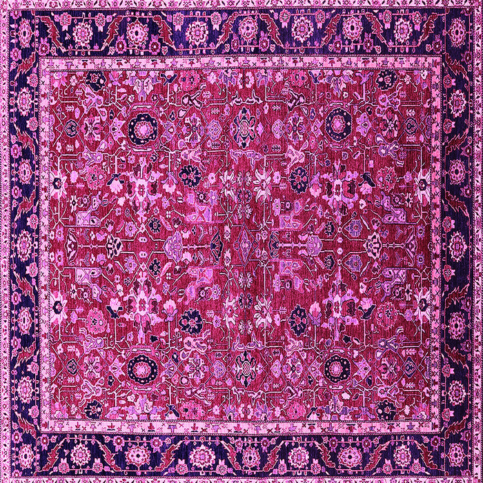 Square Machine Washable Oriental Pink Industrial Rug, wshurb2423pnk