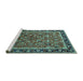 Sideview of Machine Washable Oriental Turquoise Industrial Area Rugs, wshurb2423turq