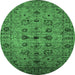 Round Oriental Emerald Green Industrial Rug, urb2424emgrn