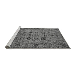 Sideview of Machine Washable Oriental Gray Industrial Rug, wshurb2424gry