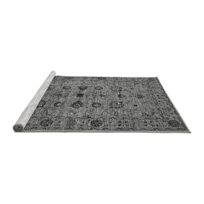 Sideview of Machine Washable Oriental Gray Industrial Rug, wshurb2424gry
