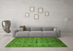 Machine Washable Oriental Green Industrial Area Rugs in a Living Room,, wshurb2424grn