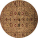 Round Oriental Brown Industrial Rug, urb2424brn