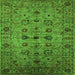 Square Machine Washable Oriental Green Industrial Area Rugs, wshurb2424grn