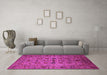 Machine Washable Oriental Pink Industrial Rug in a Living Room, wshurb2424pnk