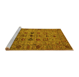 Sideview of Machine Washable Oriental Yellow Industrial Rug, wshurb2424yw