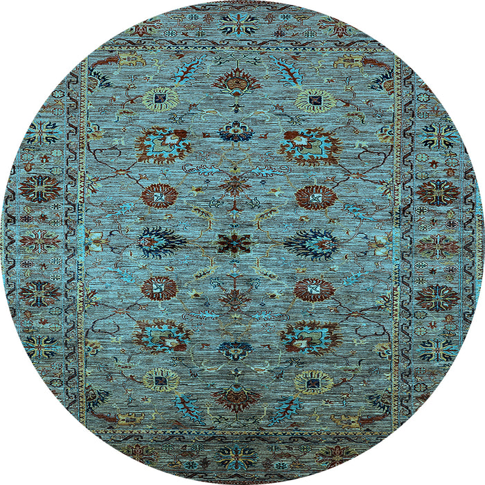 Round Oriental Light Blue Industrial Rug, urb2424lblu