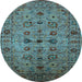 Round Oriental Light Blue Industrial Rug, urb2424lblu