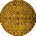 Round Machine Washable Oriental Yellow Industrial Rug, wshurb2424yw