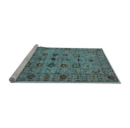 Sideview of Machine Washable Oriental Light Blue Industrial Rug, wshurb2424lblu