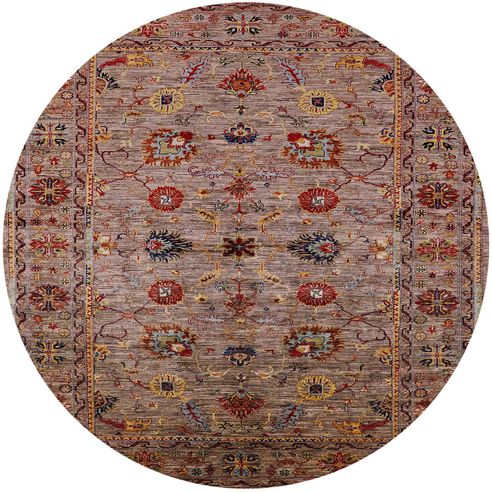 Round Machine Washable Industrial Modern Saffron Red Rug, wshurb2424