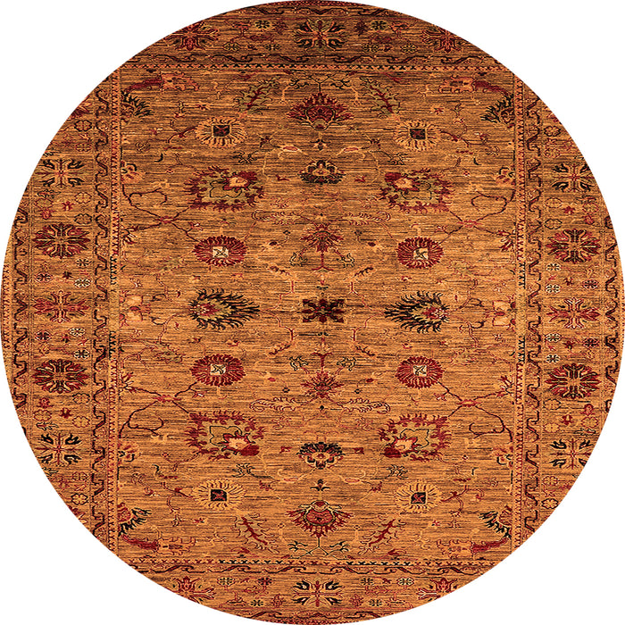 Round Oriental Orange Industrial Rug, urb2424org