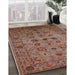 Mid-Century Modern Saffron Red Oriental Rug in Family Room, urb2424