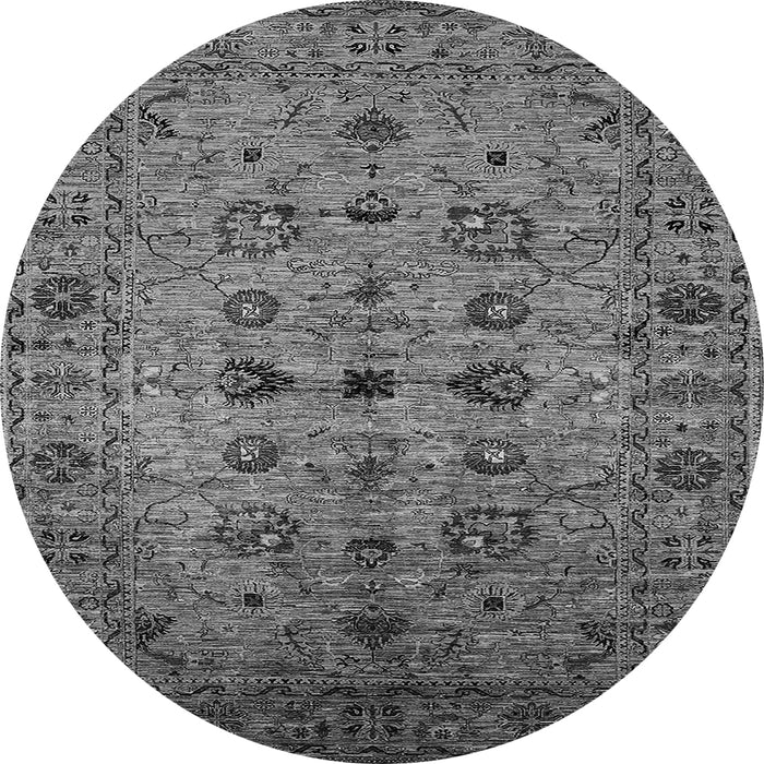 Round Machine Washable Oriental Gray Industrial Rug, wshurb2424gry