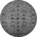 Round Machine Washable Oriental Gray Industrial Rug, wshurb2424gry