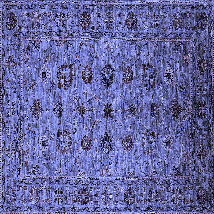 Square Machine Washable Oriental Blue Industrial Rug, wshurb2424blu