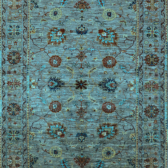 Machine Washable Oriental Light Blue Industrial Rug, wshurb2424lblu
