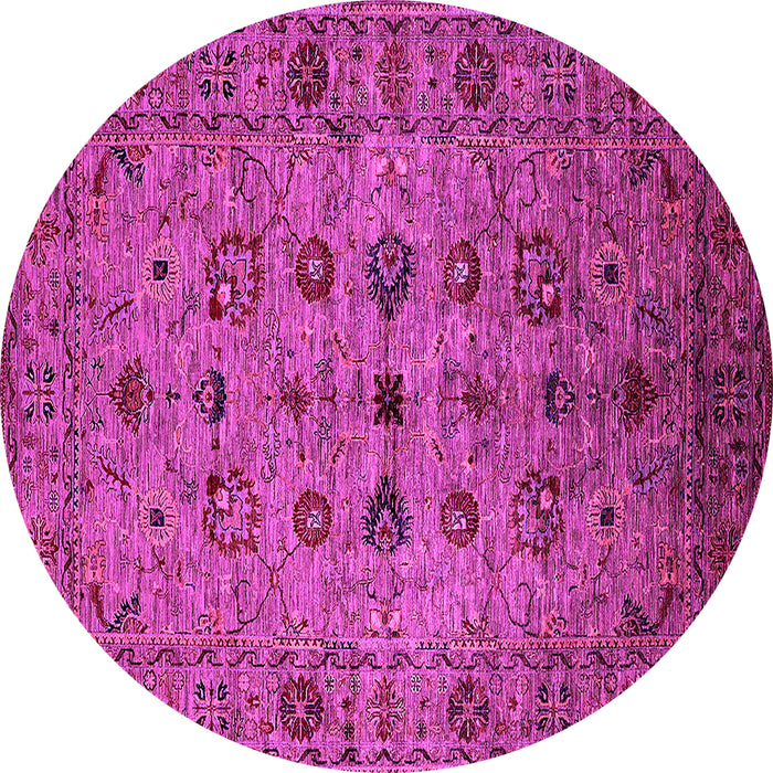 Round Machine Washable Oriental Pink Industrial Rug, wshurb2424pnk