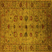 Square Machine Washable Oriental Yellow Industrial Rug, wshurb2424yw