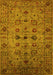 Machine Washable Oriental Yellow Industrial Rug, wshurb2424yw