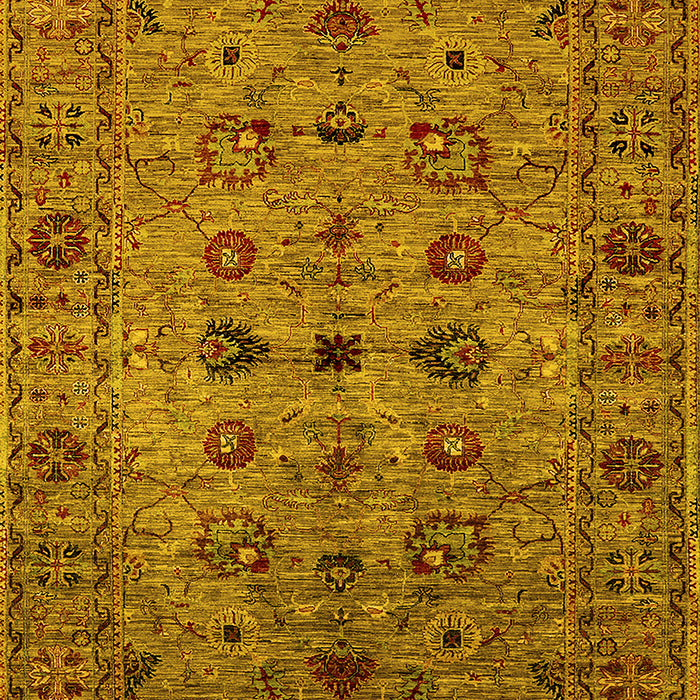 Machine Washable Oriental Yellow Industrial Rug, wshurb2424yw