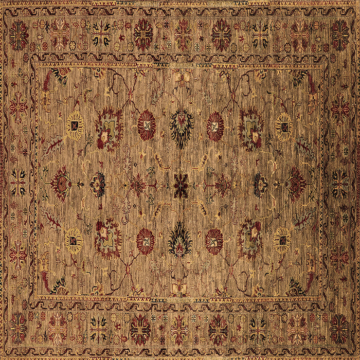 Square Machine Washable Oriental Brown Industrial Rug, wshurb2424brn