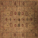 Square Machine Washable Oriental Brown Industrial Rug, wshurb2424brn