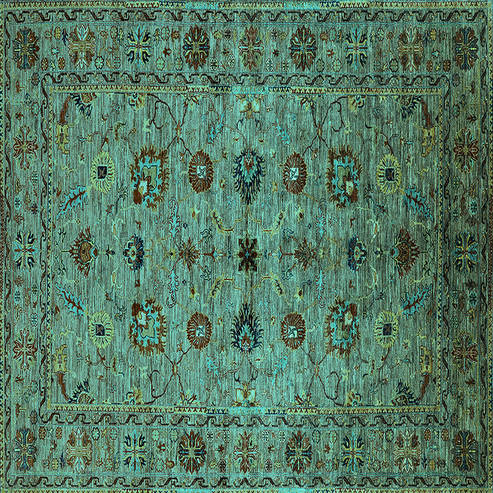 Square Oriental Turquoise Industrial Rug, urb2424turq
