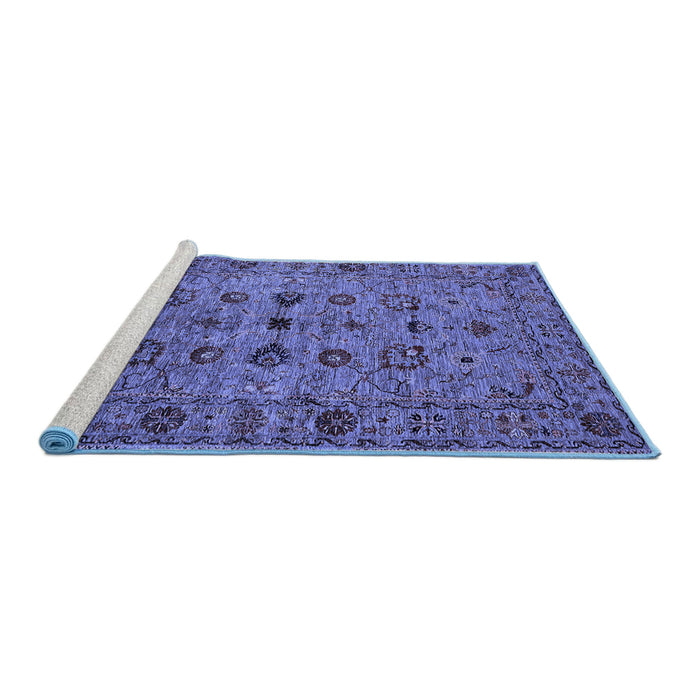 Sideview of Machine Washable Oriental Blue Industrial Rug, wshurb2424blu