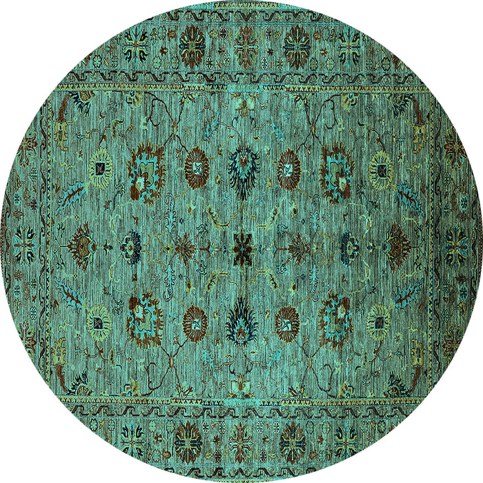 Round Oriental Turquoise Industrial Rug, urb2424turq