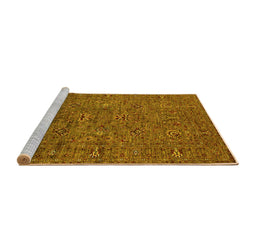 Sideview of Machine Washable Oriental Yellow Industrial Rug, wshurb2425yw