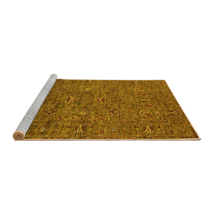 Sideview of Machine Washable Oriental Yellow Industrial Rug, wshurb2425yw